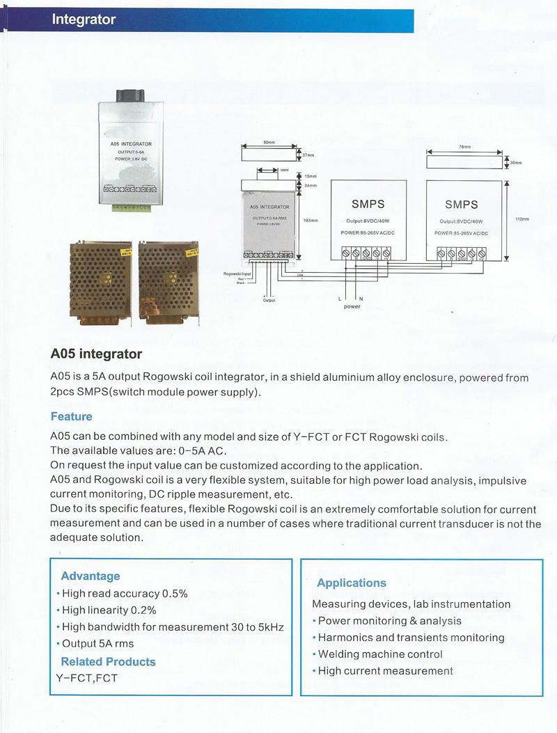 5A Output Flexible Rogowski Coil Current Transormer